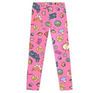 summer vibes fun graphic print pink leggings sz 2T NEW